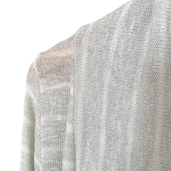 Y2K Silver Glitter Striped Open Cardigan Size Medium - Picture 6 of 8